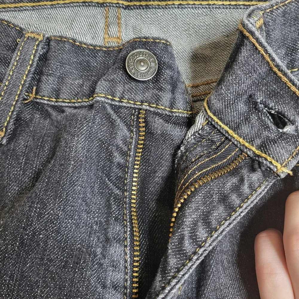 Levis 514 Jeans Mens 32x34‎ Blue Slim Straight Distressed Cut Off Raw Hem Denim